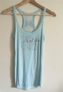 Victoria's Secret Light Baby Blue “Tied The Knot” Bling Bridal Wedding Tank Top