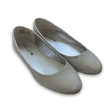 , size 6.5, silver sparkler ballet flats