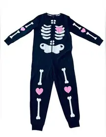 Derek Heart Black White Pink Spooky Halloween Skeleton Bones Costume Jumpsuit