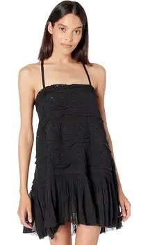 NWT Free People Shailee Dress Womens M Black Eyelet Ruffle Tiered Cottagecore