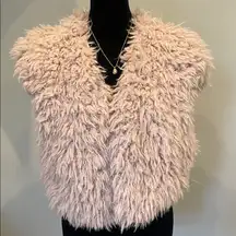 Faux Fur Shaggy Vest in Light Pink medium fit