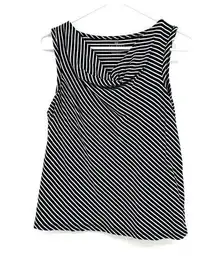 Talbots  Size Medium Petite Tank Black White Striped Pima Cotton Soft Sleeveless