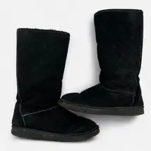 Ugg Fur Boots Classic Tall Black Quilted Sheepskin Shearling Lined Size 10