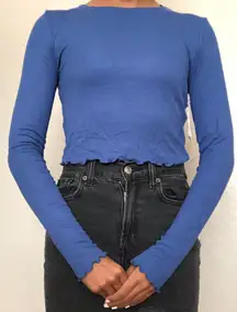 NWT Blue Lettuce Edge Crop Top