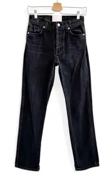 Revice Black Wash High Rise Button Fly Straight Leg Jeans Size 26