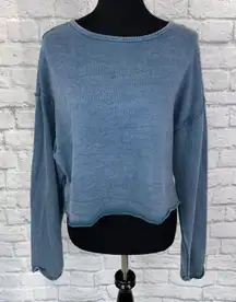 Mojito  100% cotton Longsleeve pullover open back sweatshirt blue sz S women