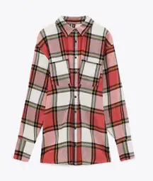 Red Check Short Darts Button Down Top Dress