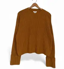 Nine West Women's Ribbed Knit Sweater Amber Orange Long Sleeve Size L