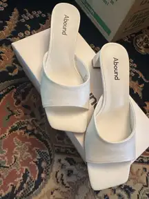 Abound White Square Toe Kitten Heel Peep Toe Shoe