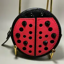 A Rare HTF Modern Vintage Kate Spade Ladybug Leather Coin Purse Wallet Pouch