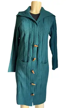 NWT Pink Rose Long Cable Knit Button-Front Duster Cardigan Dress Coatigan | S