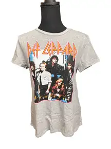 Junkfood Def Leppard Rock Band Graphic T Shirt Grey Size Medium