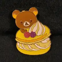 Rilakkuma yellow macron lapel pin