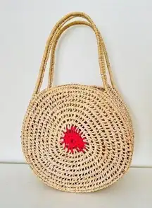 Circlular Straw Beach Shoulder Tote Bag