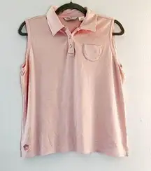 Tommy Bahama Sleeveless Polo Pink Silk Blend Top Sz L GUC *See Description*