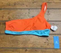 Cupshe NWT One Shoulder Orange Blue Bikini Top‎ Womens Size S