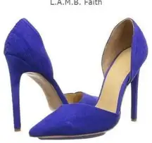 L.A.M.B Faith Royal Blue Suede Criss Cross Stiletto Pumps - 9.5