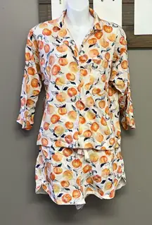 LOFT Sleep Peach Two Piece Set with Button Down Shirt and Pull On Shorts- Small