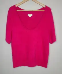 Maeve Anthropologie Scoop Neck‎ Fuzzy Knit Eyelash Top Sweater Pink Womens Sz XL