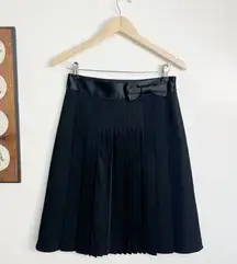 Pleated Wool Knee Length Black Skirt size 4