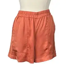 A New Day Target Shorts Elastic Waist Pockets New Orange Satin Women’s Size XXL
