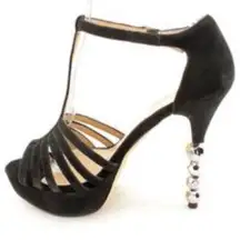 INC International Concepts Black Suede Platform w/ Embellished "Disco" Heel