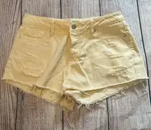 Vigoss Marley‎ Jean Shorts Cut Off Yellow Distressed Women’s 28 Denim Button Fly
