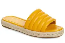 MICHAEL Michael Kors Slide Sandals Yellow Leather Quilted Royce Sz 7 NEW Sandal