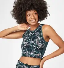 Sweaty Betty Homestraight Running Teal Stargazer Wild Garden Print Crop Top XS