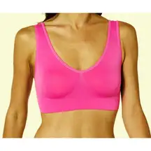 NEW Rhonda Shear Seamless Ahh Bra Pink Comfort Ruched Stretchy Cropped Bralette