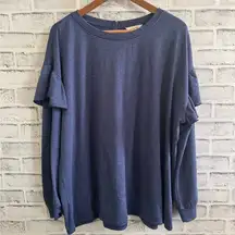 Women’s Matilda Jane blue long sleeve ruffle soft lightweight sweatshirt XXL