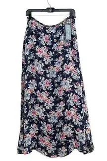 Lauren  Palm Beach Navy Floral Cottagecore Maxi Skirt NWT 10