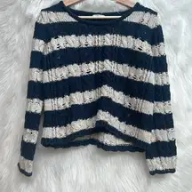Earth music & ecology navy and cream striped sweater