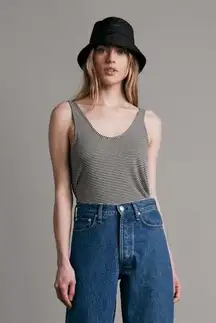 NWT Rag & Bone Michal Crop‎ Scoop Neck Tank in Navy Stripe