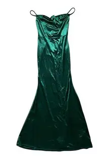 Windsor  Emerald Green Cowl Neck Satin Formal Dress M