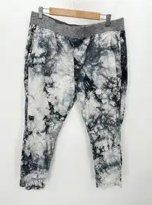 CAbi Marble Grey White Tie Dye Jogger Style Crop Pants Women's Size X-Large XL