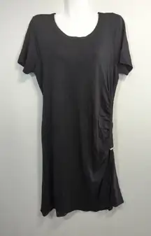 American Rag Cie Black Ruched Side Tee Shirt Dress Womens Size L Short Sleeve