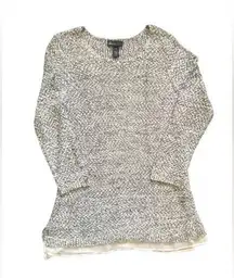 Lane Bryant Sweater‎ Gray Black Chiffon Bottom Metallic Size 18/20