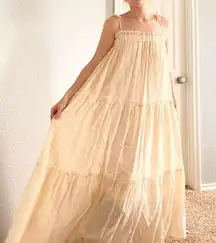 Judith March Pale Yellow Tiered Maxi Dress