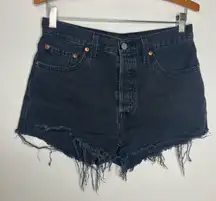 Levi’s 501 cut‎ off Jean shorts button fly black women’s size 29 casual raw hem