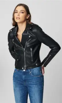 Blank NYC Moto Jacket for Women, Black, Faux Leather, M, SILVER Zippers, Pockets