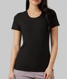 32 Degrees Cool Black Fitted Short Sleeve T-Shirt, size S scoop neck athletic