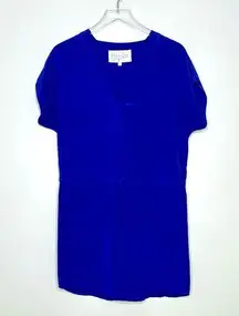 Rory Beca Sapphire Royal Blue Silk Drawstring Waist Tunic Shift Dress Size S