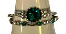 Green Stone Stackable Rings