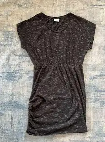 Junarose Heathered Black White Spacedye Relaxed Fit Short Sleeve T Shirt Dress S