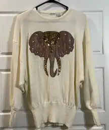 Albee VTG Sequin Beaded elephant sweater Large NWT