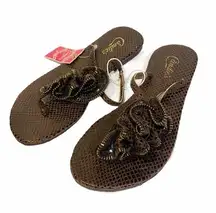 Candie's  Size 6 Brown Ruffle Toe Thong Flip Flop Sandal New NWT