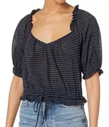 NWT  Dorothy Crop Top Y2k Black Stripe sz LARGE