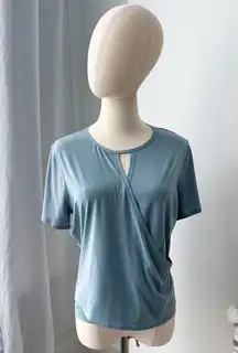 Lululemon Round Trip Short Sleeve Blue Cast Faux Wrap T-Shirt Women’s Size 4