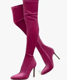 Cozivwaiy Thigh High Stretch Boots Pointed Toe Over Knee Boots Stiletto Dress